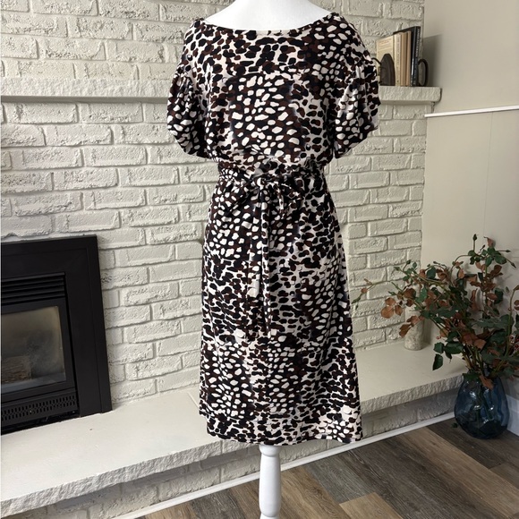 Elegant Black Midi Length Dress by Jessica, with Flutter-Style Sleeves. Size 14 - Picture 2 of 10